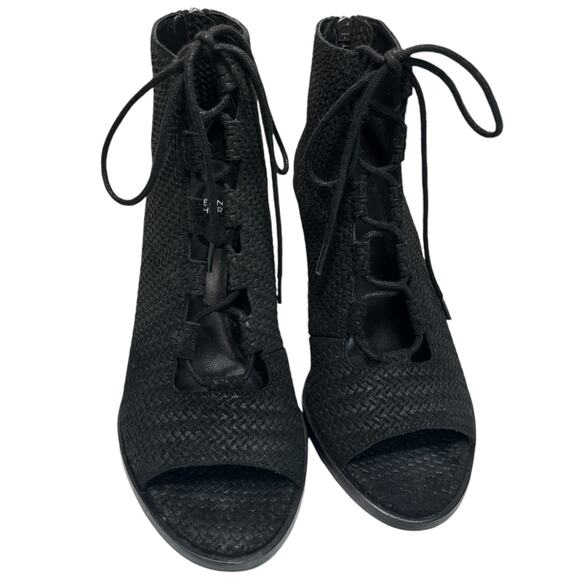 Eileen Fisher Slew Lace Up Booties Open Toe - Picture 4 of 12